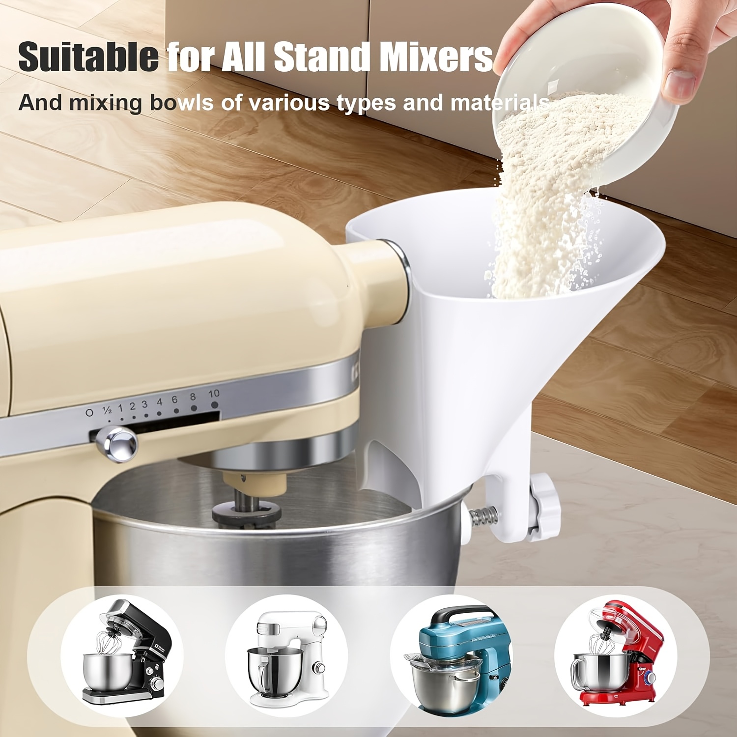Commercial Kitchen Aid Mixer - قمع عريض الفوهة لصب الدقيق والعجين