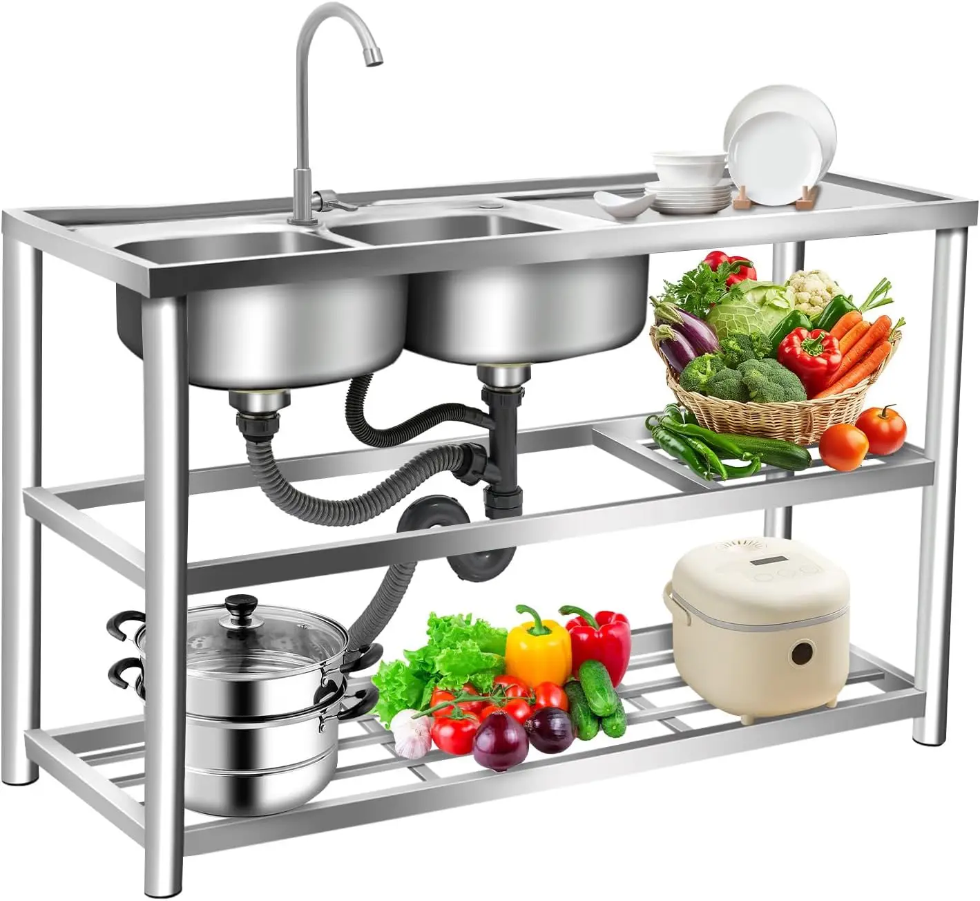 Commercial Kitchen Set - حوض غسيل من الفولاذ المقاوم للصدأ
