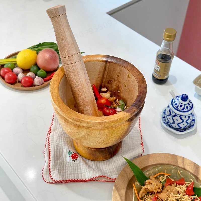 Commercial Kitchen Set - طقم هاون ومدقة من خشب الأكاسيا