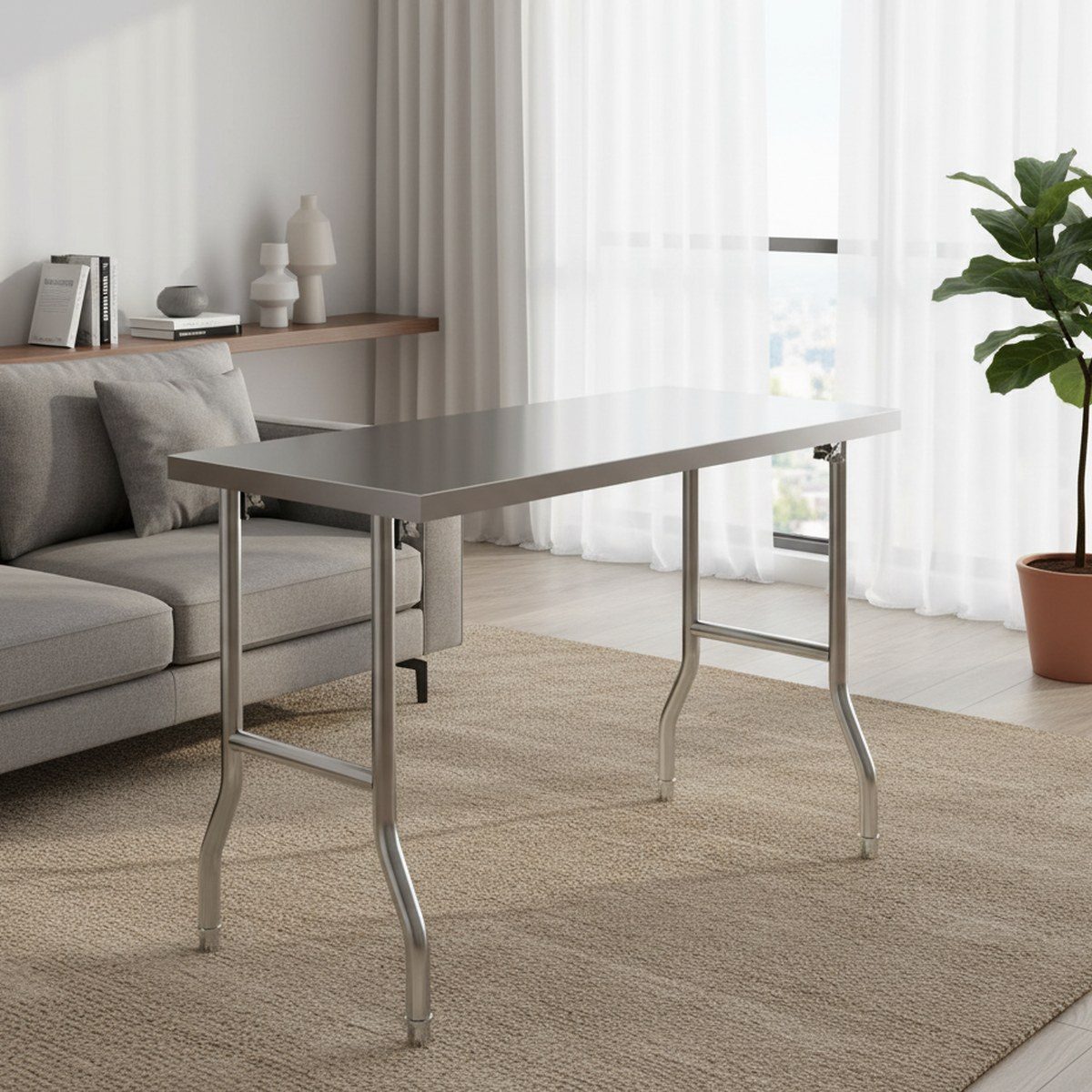 Commercial Kitchen Prep Table - طاولة تحضير قابلة للطي من الفولاذ