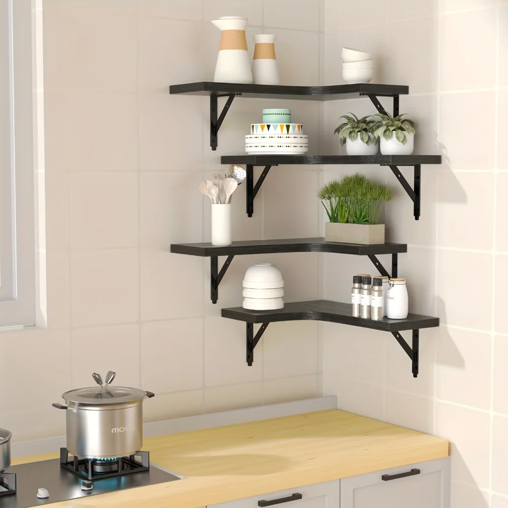 رفوف خشبية طبيعية معلقة على ال - مراجعة Commercial Kitchen Organiser وسعره