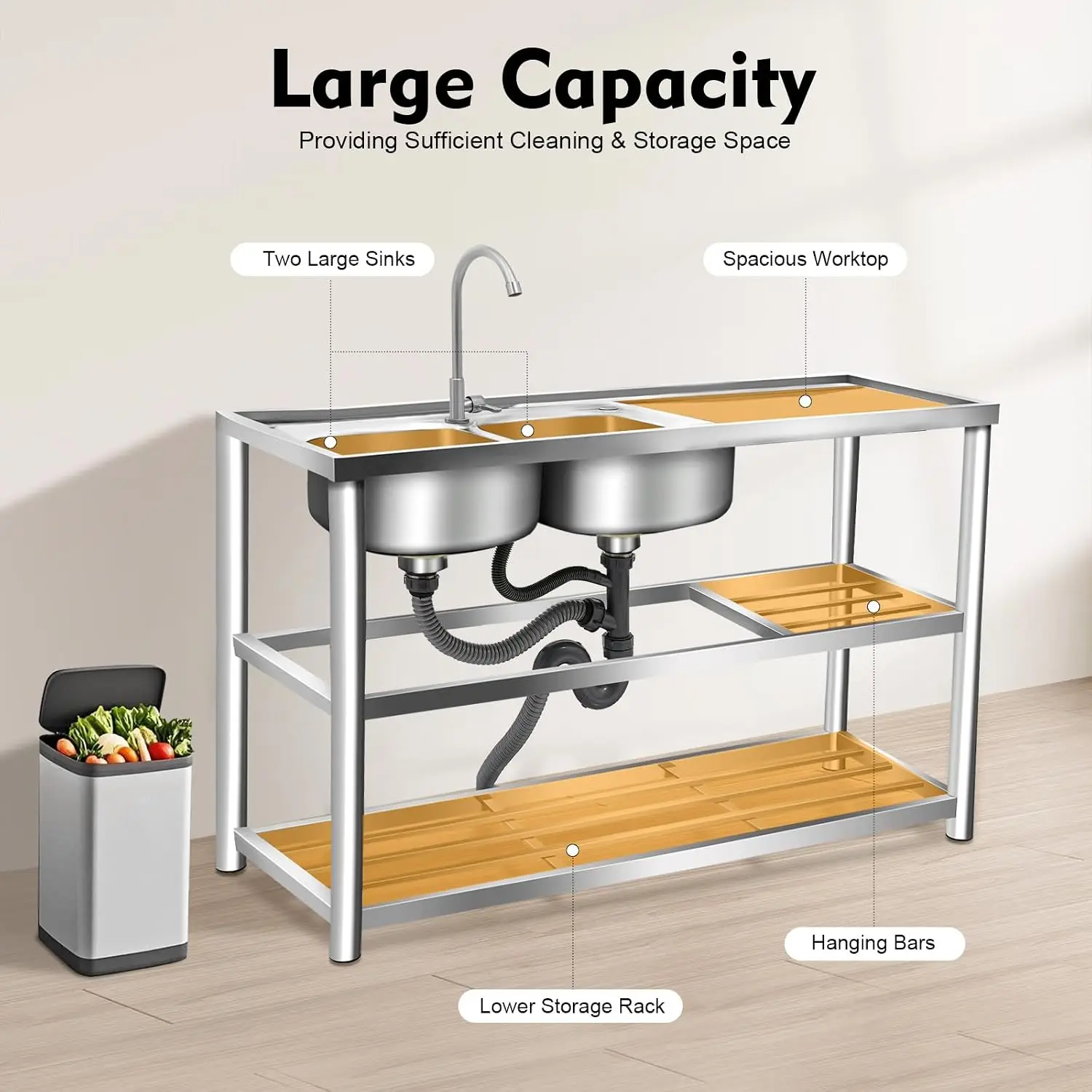 حوض غسيل من الفولاذ المقاوم لل - مراجعة Commercial Kitchen Set وسعره