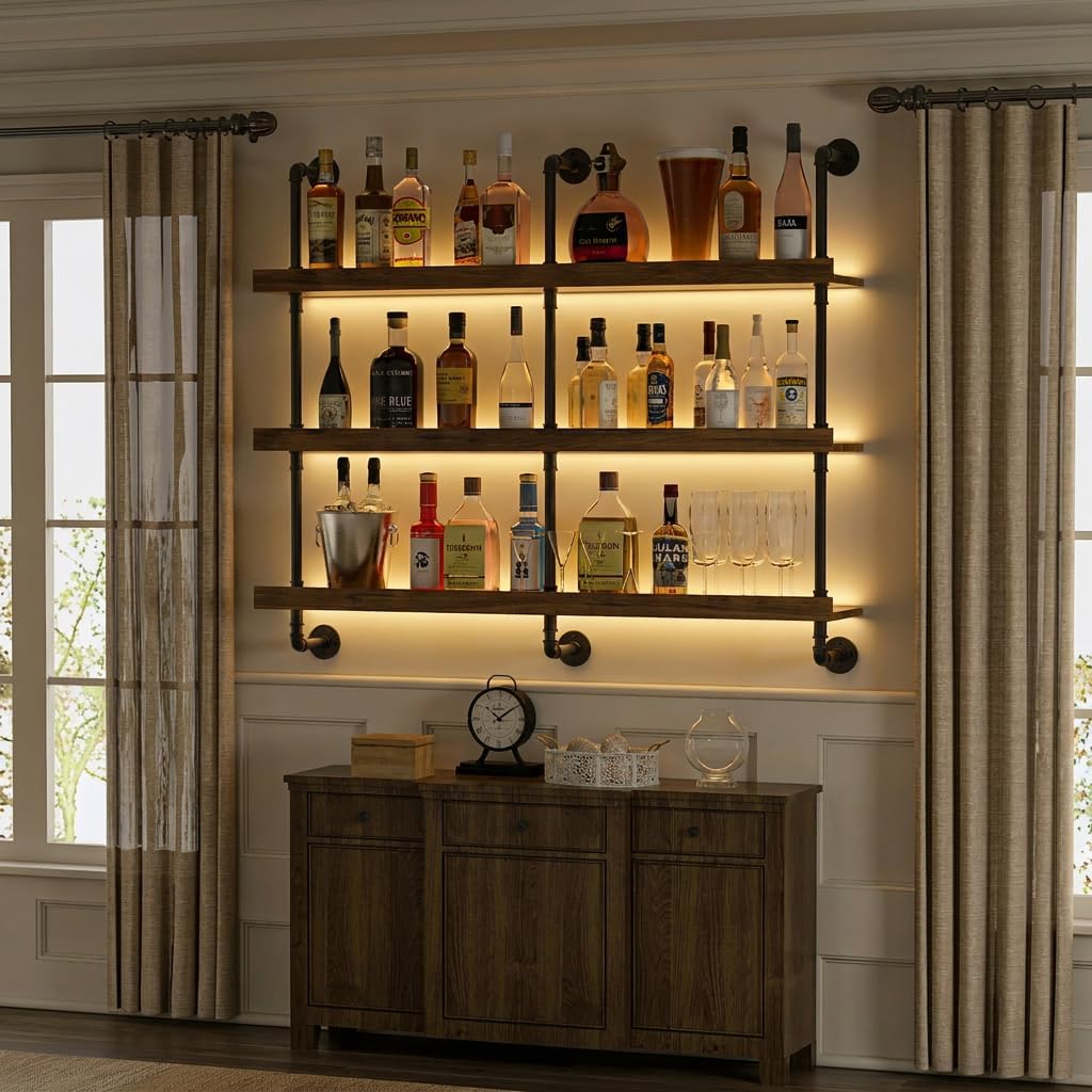 رف نبيذ معلق على الحائط مع إضا - مراجعة Commercial Kitchen Organiser وسعره