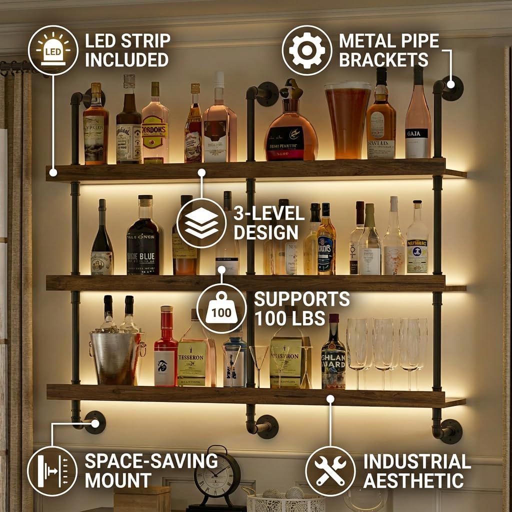 رف نبيذ معلق على الحائط مع إضا - مراجعة Commercial Kitchen Organiser وسعره
